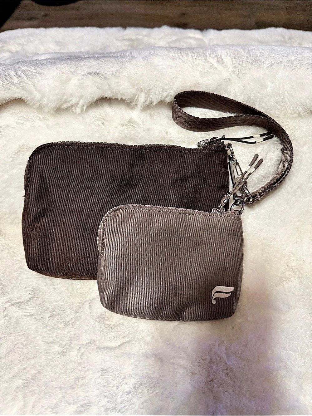 Fabletics Two-Piece Wristlet Pouch Set in Brown Like New